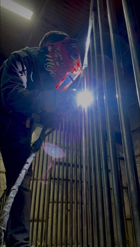 Welding under a work light